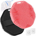 Manmihealth Soft Silicone Body Scruuber 4 PCS, Upgrade Gentle-Cleansing Shower Brush with Non-Slip Hand Strap, Exfoliating Silicone Loofah with Soap Bag (Black+Pink) - color: Shower Brush (Black+pink)