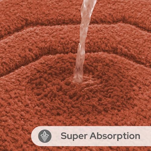 HOMEIDEAS Bathroom Rugs Sets 2 Piece, Extra Soft and Absorbent Microfiber Plush Bath Mat with Non Slip Backing(Burnt Orange) - color: Burnt Orange