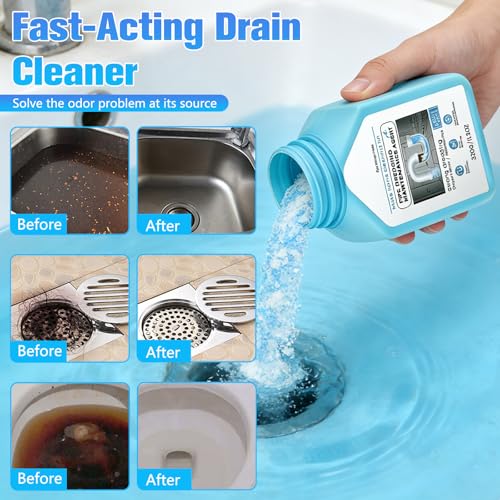 Drain Clog Remover Powerful Unclogging Sink Hair Cleaner for Kitchen, Shower Pipes and Drains, Toilet Unclogger Heavy Duty Bathroom Pipeline Dredge for Kitchen and Pipes Cleaning Tool（320g/11.3oz）