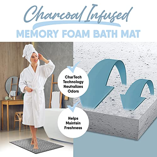 MICRODRY - SoftLux Braided Bath Mats for Bathroom, Super Absorbent Bath Mat, Memory Foam Bathroom Rugs with GripTex Skid-Resistant Base, Pilling-Resistant, 17 x 24 Inches, Light Grey - color: Light Grey, size: 1'5" x 2' (Rectangular)