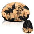 Luxury Shower Cap Terry Lined Reusable Triple Layer Waterproof Hair Elastic Caps Shower Bath Hat for Women Girls Cute Aesthetic-Orange Bat - color: AL13-Orange Bat
