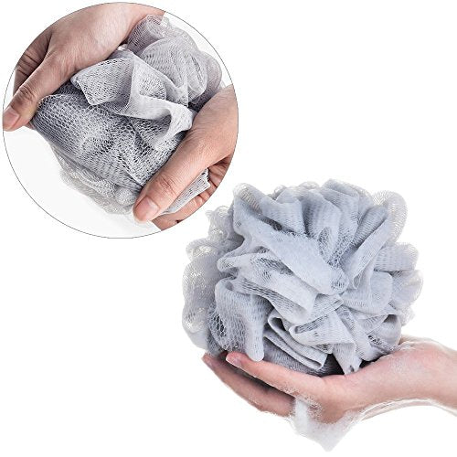 BTYMS 6 Pcs Shower Pouf 60g Bath Loofah Shower Sponge Loofahs Exfoliating Mesh Puff Body Wash Sponge - color: White&pink&green&cyan&brow&gray, size: 6 Count (Pack of 1)
