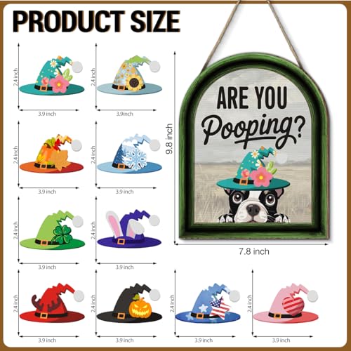 Funny Spring Dog Bathroom Decor - Interchangeable Seasonal Dogs Bathroom Hanging Wooden Sign for Restroom Shelves Toilet Tank Decoration(10 Pcs) - Are You Pooping - color: Dog are