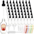 STARSIDE 48-Pack 1oz Clear Glass Leakproof Dropper Bottles | 30ml Dropper Bottles for Essential Oils & Crafts, Includes Funnel, Brush, Labels, Extra Droppers & Measuring Cup - color: 1oz-Clear-48pcs
