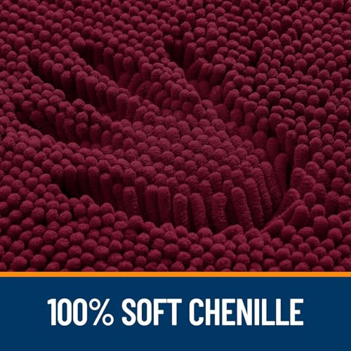 OLANLY Bathroom Rugs Sets 2 Piece, Soft Absorbent Chenille Bath Mats Area Rug Set, Non-Slip, Quick Dry, Machine Washable Bath Mats for Bathroom, Home Decor Accessories (30"x20"+24"x16", Burgundy) - color: Burgundy, size: 30" X 20" + 24" X 16"