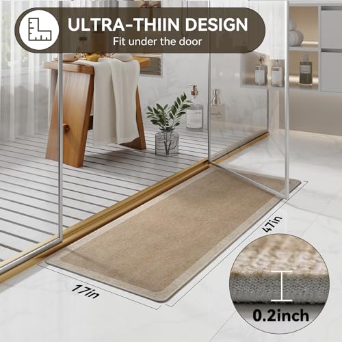 YDKGL Bathroom Runner Rug, Thin Bath Mat Bathroom Rugs Non Slip Washable, Rubber Backing Quick Dry for Floor, Tub and Shower, Brown Beige 17x47 - color: Al-beige Brown, size: 17"x 47"