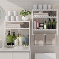Towel Rack Bathroom Storage Shelves Over The Toilet with Towel Bar 100% Bamboo Adjustable Height Floating Shelf Wall Shower Shelf for Small Space Bathroom Kitchen Multi Usage White New 2Pack - color: Updated White 2pack
