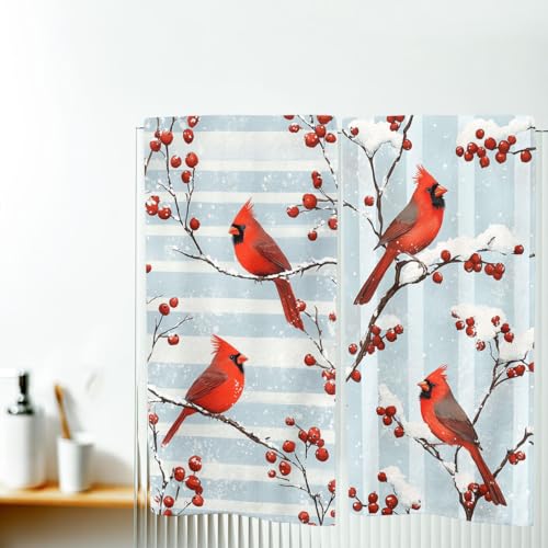 Cardinal Bird Bath Hand Towels Absorbent Red Berry Christmas Winter Holiday Bath Hand Towels for Bathroom Home Hotel Spa Gym Yoga Nautical Beach Bathroom Decor Gifts for Women Man 14"x28" - color: Cardinal Bird
