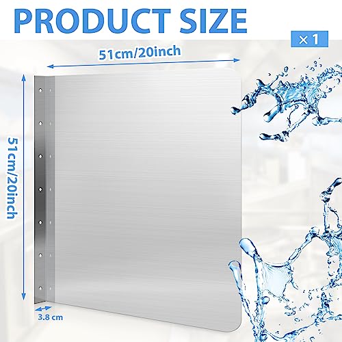 Amylove 20 x 20 Inch Stainless Steel Splash Guard Stainless Steel Wall Mount Guard with Screws Screws for Bathroom Sink Side Sink Splash Prep Sinks Protector for Commercial Kitchen Restaurant - size: 20 x 20 Inch