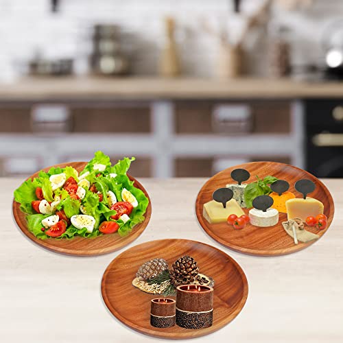 VieWood Round Wood Plates Charger, Wooden dinnerware set of 3 for dishes snack, dessert or occasions (4.7in, 7.9in and 10in) - color: Round Wood Plates (Set of 3)