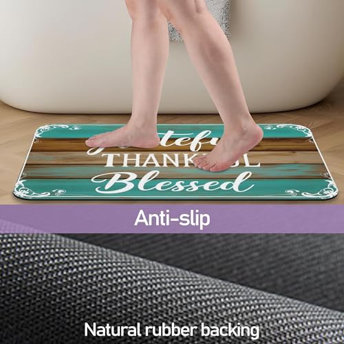 Blessed Bathroom Rugs, Fast-Absorbing Bath Mat, Quick-Dry Non-Slip Thin Rug for Bathroom Floor Kitchen 17"x30" - color: Blessed