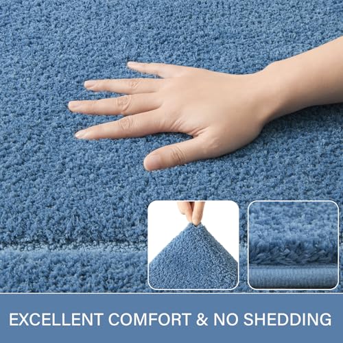 LOCHAS Bathroom Rug Set Blue, Soft Bath Rug Set 2 Piece Set, Toilet Mat U-Shaped 20x20 and 34x20 Bath Rugs, Quickly Dry Mats for Bathroom, Tub, Washable, Super Absorbent Floor Mat - color: Blue, size: 34" x 20" Plus 20" x 20" (U-Shape)