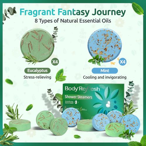Shower Steamers Aromatherapy-8 Pack Shower Bombs with Essential Oils, Mothers Day Gifts for Mom Wife, Birthday Gifts for Women Self Care Relaxation Home SPA Teacher Appreciation Gift (Green) - color: Green