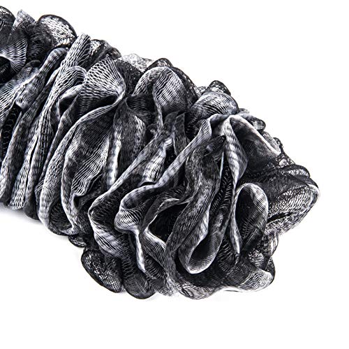 Back Scrubber for Shower, Loofah Long Handle Bath Body Brush, Soft Nylon Mesh Sponge On a Stick for Shower Men Women Kids Elderly, Exfoliating Scrub Cleaning Luffa for All Kinds of Skin(Black) - color: Black