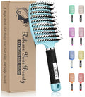 KTKUDY Detangling Brush Boar Bristles Hairbrush Make Hair Shiny & Healthier Curved and Vented Detangler Brush for Women Men Kids Wet and Dry Hair (light Blue) - color: light blue