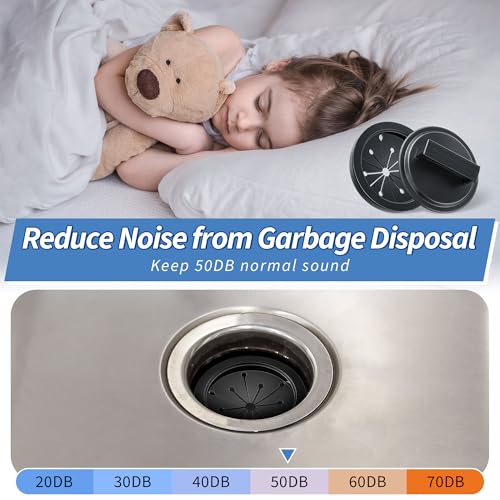 Meonum 4Pcs 3 Inch Garbage Disposal Splash Guards with Round Kitchen Sink Stopper, Universal Rubber Food Waste Disposal Cover, Baffle Accessories and Drain Plugs
