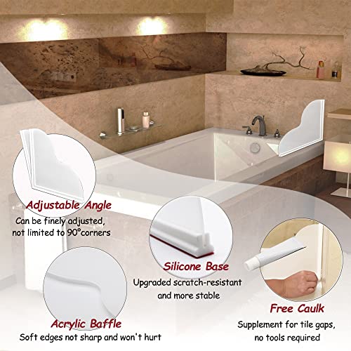 Spidfee Shower Splash Guard Kit, Large Splash Guards for Bathtub Waterproof Self-Adhesive Shower Corner Guards to Keep Water in Shower or Bath, Pack of 2 (9.25 x 9.25 inches) - size: 9.25 x 9.25 inches
