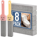 Navona 8 Pack Pumice Stone Scouring Sticks with 2 Universal Handles, Grey Pumice Stone Cleaner for Cleaning Toilets, Bathrooms, Kitchens, Spas and Pools - color: 8-PACK