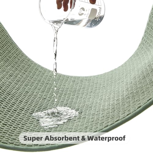 TYUU Large Bathroom Rugs Non Slip Washable Bath Rugs Super Absorbent Bathroom Rug Thin Quick Dry Low Pile Bath Mats, Sage Green 36"x60" - color: Sage Green, size: 3' X 5' (Rectangular)