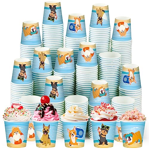Patelai 500 Pack 3 oz Paper Cups Disposable Bathroom Small Mouthwash Animal Beverage Drinking Cups for Home, Office, Travel, Party(Beach Dog) - style: Beach Dog