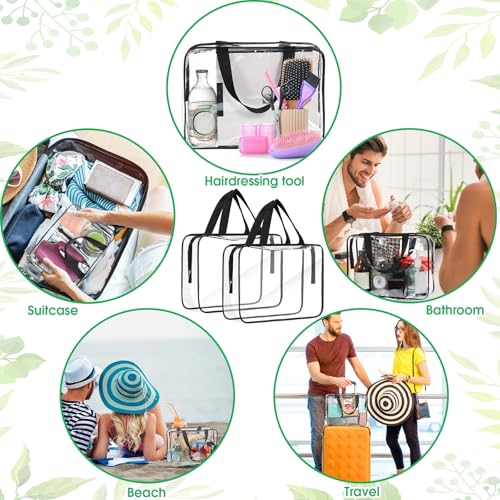 Reginary 10 Large Clear Cosmetic Bags with Zipper, Toiletry Travel Pouches | Clear Tote Bags for Toiletries, Transparent PVC, Women Men, Beach Gym Trip