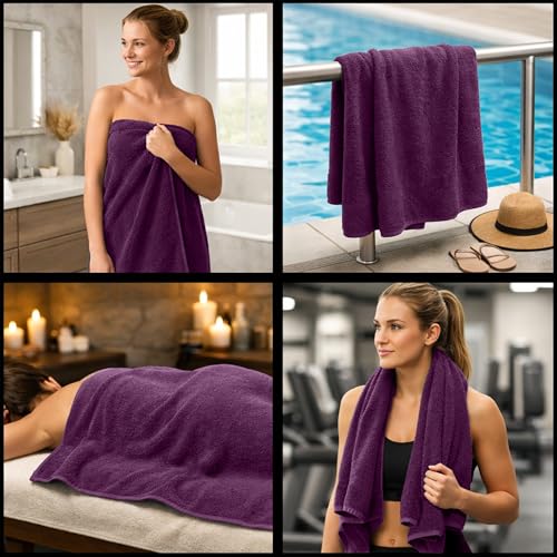 RIVERSIDE Pack of 8 Towels Set, 2 Large Bath, 2 Hand, 4 Face Washcloths, 100% Cotton Hotel Quality, Super Soft, Quick Dry, Highly Absorbent Perfect for Bathroom, Purple Passion - color: Purple Passion, size: Towel Set (PK 8)