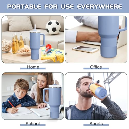 WUQID Silicone Boot Sleeve Compatible with Hydro Flask Travel Tumbler with Handle 32oz&40oz and 12-24oz Hydroflask Bottle & Stanley 20 30 40oz Tumbler, Fit 2.83-2.95in Bottom, Anti-Slip Bottle Cover - color: Shale
