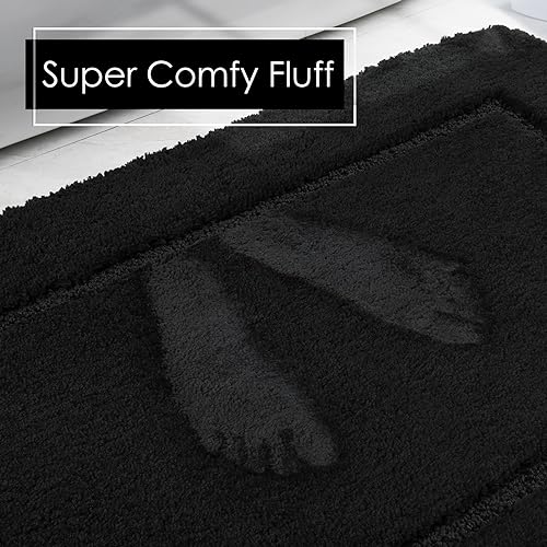 LOCHAS Bathroom Rug Set Black, Soft Bath Rug Set 2 Piece, Toilet Mat U-Shaped 20x20 and 34x20 Bath Rugs, Quickly Dry Mats for Bathroom, Tub, Washable, Super Absorbent Floor Mat - color: Black, size: 34" x 20" Plus 20" x 20" (U-Shape)