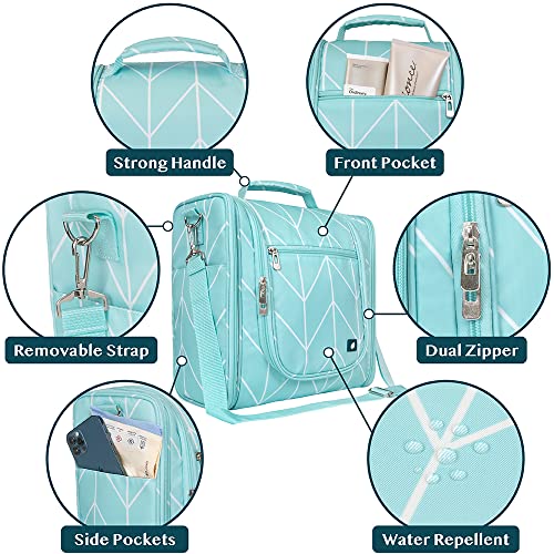 PAVILIA Extra Large Toiletry Bag Travel Bag for Women Men, Hanging Cosmetic Organizer, Water Resistant Makeup Bag for Accessories Toiletries, Travel Essentials Kit (Teal Chevron) - color: Teal Chevron, size: Extra Large (12x6x12.5)