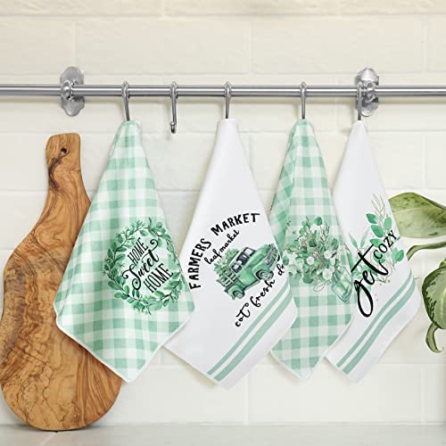 Set of 6 Eucalyptus Kitchen Towels Green Leaves Dishtowels Absorbent Spring Summer Hand Tea Towels 24 x 16 Inch Eucalyptus Lover Gifts Holiday Wedding Gifts for Farmhouse Kitchen Bathroom Decor - color: Eucalyptus