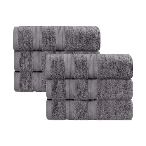 Superior Cotton Hand Towel Set, Plush Soft Towels for Spa, Gym, Bathroom, Guest Bath, Kitchen, Decor, Home Basics, Hotel Quality, Daily Drying, Zero Twist, Smart Dry Collection, Set of 6, Grey - color: Grey, size: Hand Towel
