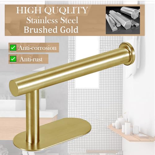 JOPOFI Self Adhesive Toilet Paper Holder - Brushed Gold（2 Pcs） | Toilet Paper Holder Wall Mount for Bathroom,Stainless Steel Command Strip Toilet Paper Roll Holder Stick On Wall,No Drilling - color: Brushed Gold, size: 2pcs