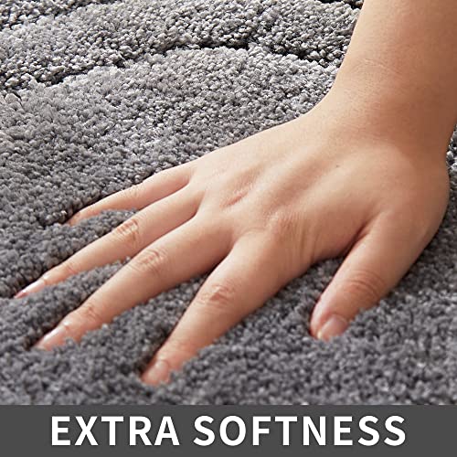 COSY HOMEER Extra Thick Bath Linen Sets Rugs for Bathroom - Anti-Slip Bath Mats Soft Plush 100% Strong Polyester Living Room Bedroom Water Absorbent(Grey,24x48 - Inches) - color: Grey, size: 2' x 4' (Oval)