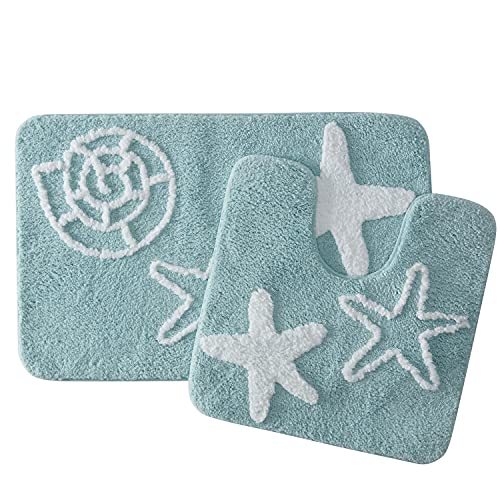 Sweet Home Collection Bathroom Accessories Sets Unique Collections Modern Classic Contemporary Decorative Beautiful Designs Bath Shower Tub Décor, 2 Piece Rug, Beach Shells, (Pack of 12) - size: 2 Piece Rug Set