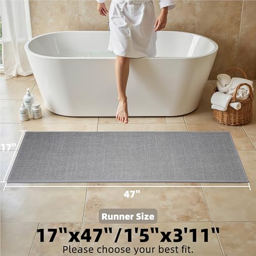 Large Bathroom Rugs Runner Quick Dry Bath Mat, Machine Washable Bathroom Rugs Ultra Thin Door Mat, 17" x 47" Grey Shower Rug - color: Grey, size: Runner(17"x47")