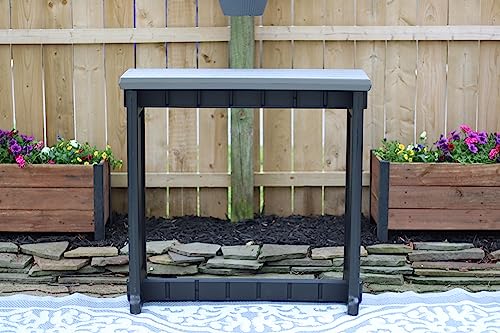Single Bar Deep Grey Top & Black Base Ideal for Patio Hot Tub Area Backyard Durable WeatherResistant Design Easy Nohardware Assembly Proudly Made in USA - color: Black/Deep Grey, size: Single Bar without Barstools