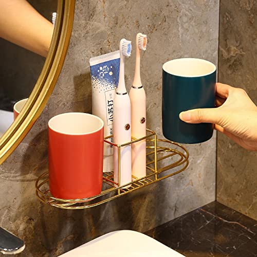 Gaolinci 2 Pcs Bathroom Cups, Ceramics Toothbrush Holder, Tumbler Cup, 9 Oz - color: Black