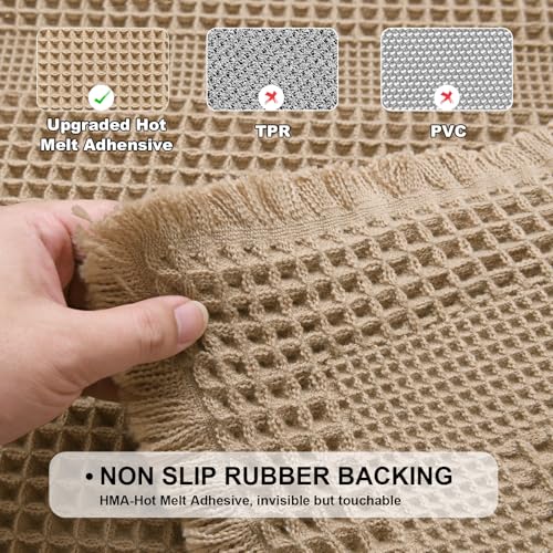 JIUZHEN Waffle Bath Mat Super Absorbent Non Slip Waffle Bath Mats Machine Washable Bathroom Shower Rugs Ultra Soft Boho Bath Rugs for Bathroom, 16" x 24", Loop-Brown - color: Loop-brown, size: 1'4" x 2' (Rectangular)
