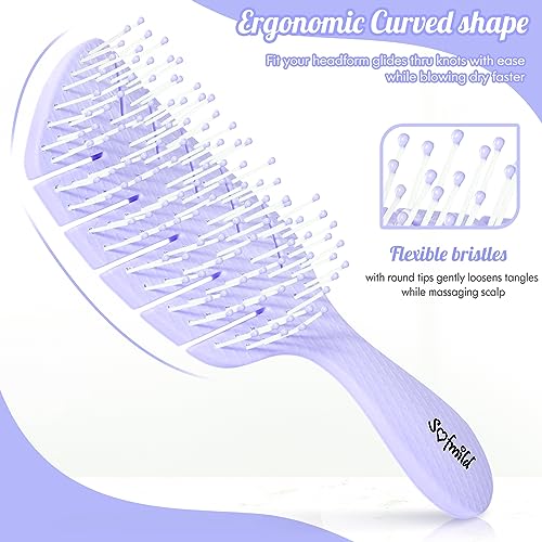 Hair Brush, Vented Paddle Detangle Brush, Purple | Faster Blow Drying, Soft Flexible Bristles, For Women Curly Thick Wet Hair, Detangling Styling - color: Large-Purple