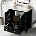Linique 30" Modern Bathroom Vanity with Sink Combo Set, Solid Wood Frame Bathroom Storage Cabinet with 2 Soft Closing Doors and a Drawer, Multifunctional Storage, Black - color: Black