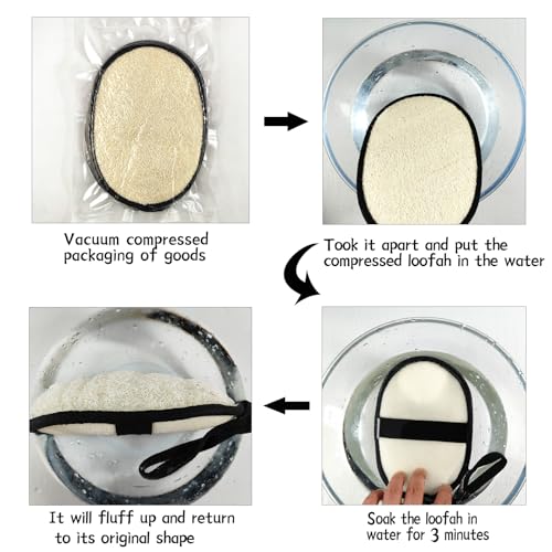 Natural Loofah Sponge (2 Pack),Large 7"x5.1"Shower Loofah Sponge Exfoliating Body Scrubber for Women and Men,Natural Materials are Easily Biodegradable and Bath Exfoliation Doesn't Hurt The Skin