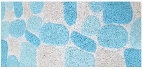 THE BEER VALLEY Pebble Bath Runner Rug 2x5 Feet - Turquoise | Non Slip Cotton Runners for Bathroom, Washable Absorbent Long Bath Floor Rugs - color: Aqua/Turquoise, size: 24 x 60 inches
