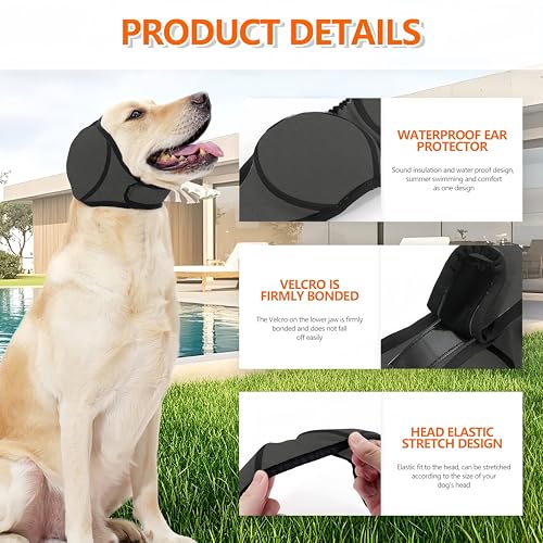 No-Flap Ear Wraps Dogs, Ear Muffs Bath Grooming, Soft Stretch Pet Ear Covers Drying Noise Comfort - color: Purple, size: Large