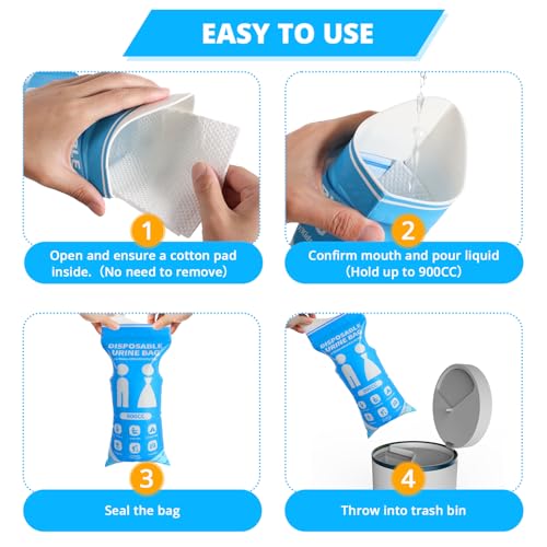 Disposable Urine Bag for Travel - 900ML Portable Pee Bags for Women Men 8/12/20/24/28 PCS Emergency Vomit Bags Urinal Toilet for Car Camping, Road Trip,Traffic Jam, Pregnant, Kid, Patient - color: Blue, size: 9.1"x5.4"x3.6"(20-Pack)
