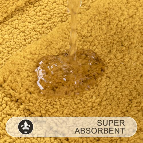 SHACOS 3 Pieces Bathroom Rugs with Toilet Lid Cover, Honey Mustard | Soft Absorbent, Non Slip, Washable, Microfiber, 16"x24"+U-Shape 20"x24"+Lid Cover19"x21" - color: Honey Mustard, size: 16"x24"+U-Shape 20"x24"+Lid Cover 19"x21"
