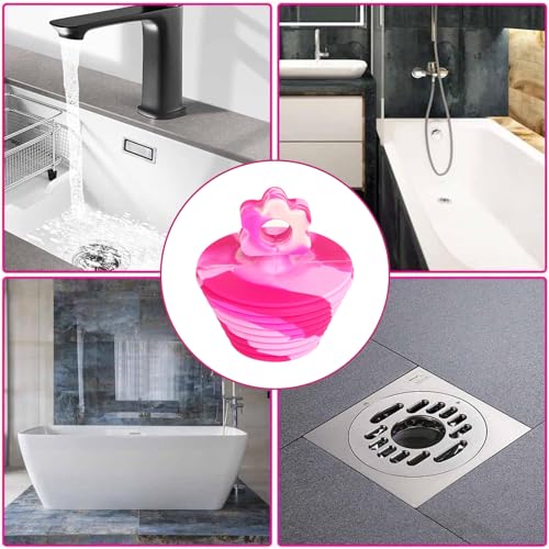 2 Pack Universal Bathtub Stopper Silicone Bathtub Plug for Bathroom Drain Stopper Plug for Kitchen (Pink)