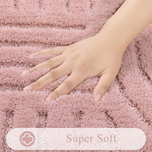 SHACOS Bathroom Rugs Sets 5 Piece Ultra Soft Absorbent | Microfiber Bath Mat with Bath Runner, U Shape Contour Rug, Toilet Lid Cover, Non Slip Machine Washable Carpet, Grey Pink - color: Grey Pink