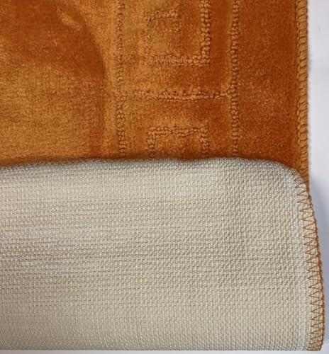 WPM WORLD PRODUCTS MART Bathroom Rugs Sets 3 Piece Bath Set Pattern Rug (20"x32")/Large Contour Mats (20"x20") with Lid Cover (Orange) - color: Orange