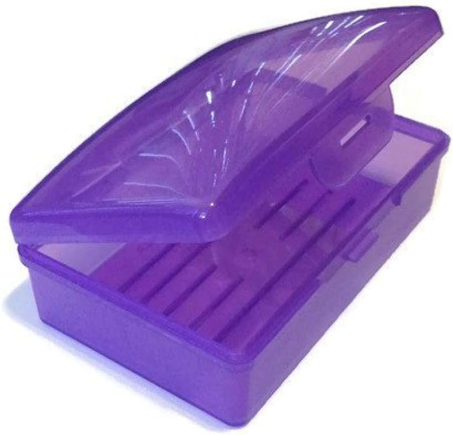 American Comb Purple Toothbrush Covers & Soap Box Set - Matching Colors - Tooth Brush Cover Cap, Soap Dish Travel Holder - Plastic Portable Set - color: Purple