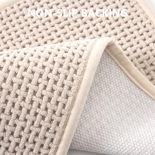 Bathroom Rugs Non Slip Washable, Super Absorbent Thin Bath Mat for Small Quick Dry Low Pile Bathroom Rug,(Khaki, 32″x20″) - color: Khaki, size: 1'8" x 2'8" (32″x20″)